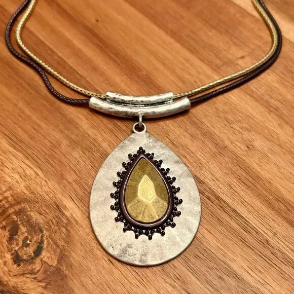 Laura Ashley | Teardrop Pendant Necklace | 16” Adjustable - Picture 2 of 3